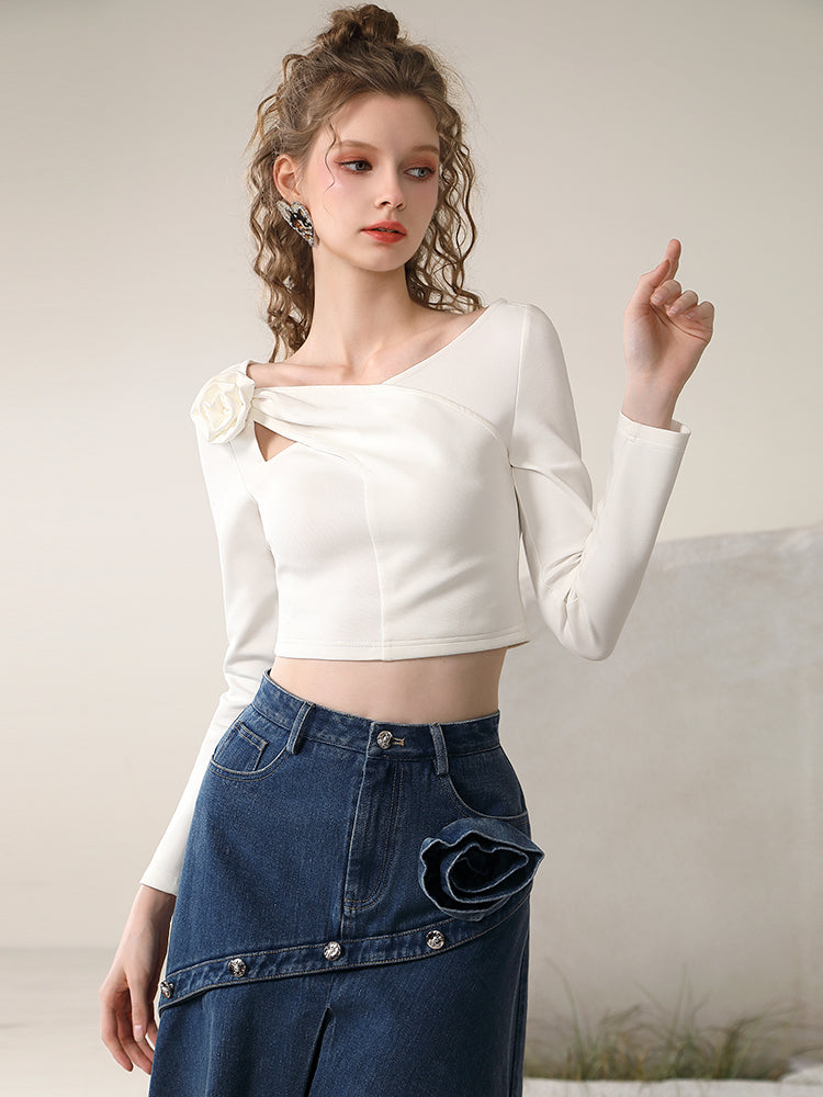 Set-Up rose Cut Nichi Gradation Denim Casual Cutsew&Long-Skirt