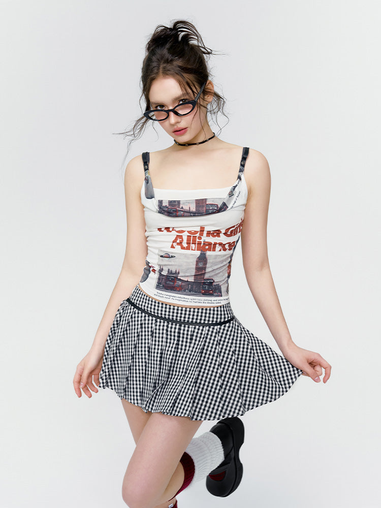 사진 점검 캐주얼 카미솔 및 스커트