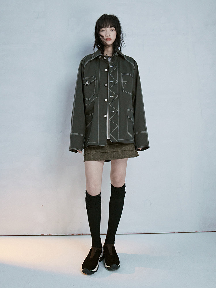 Stitch Oversize Casual Retro Jacke
