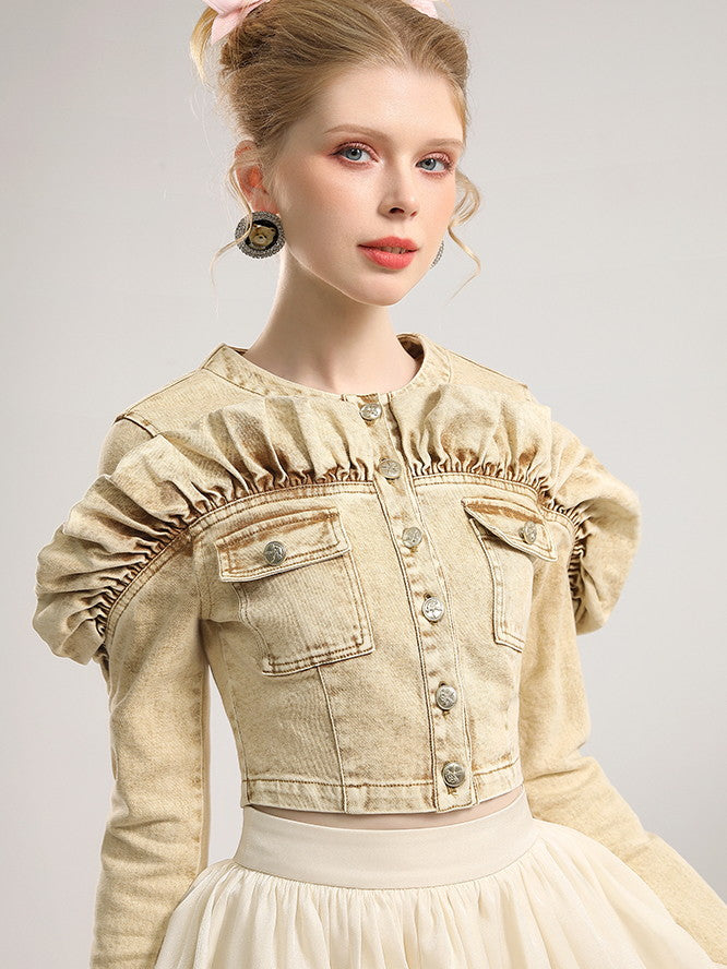 Denim Frill Retrio Short Set-Up Tops&Tulle-Skirt