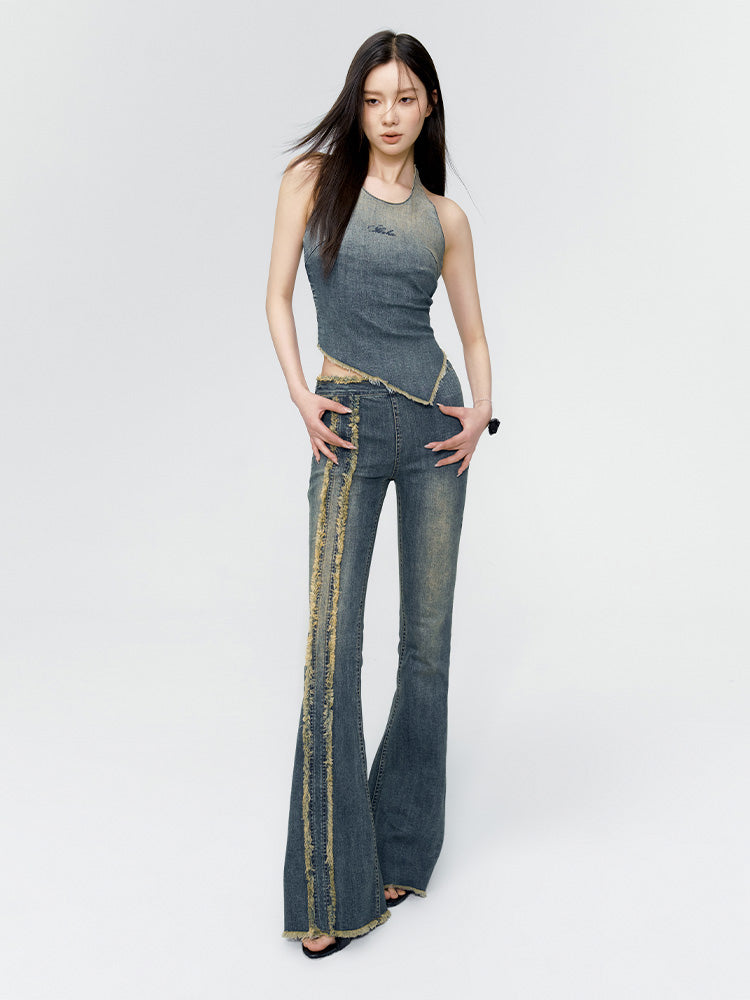 Tassel Denim Retro Flare-Patns