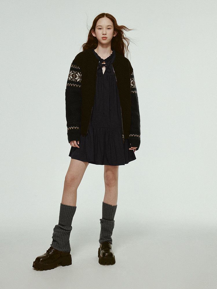 Crew-cou nordique zip décontracté zip tricot cardigan
