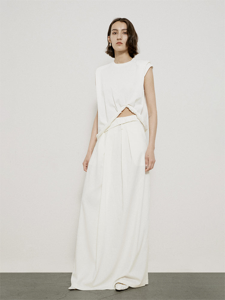 Roll-up ärmellose natürliche Chic Tops