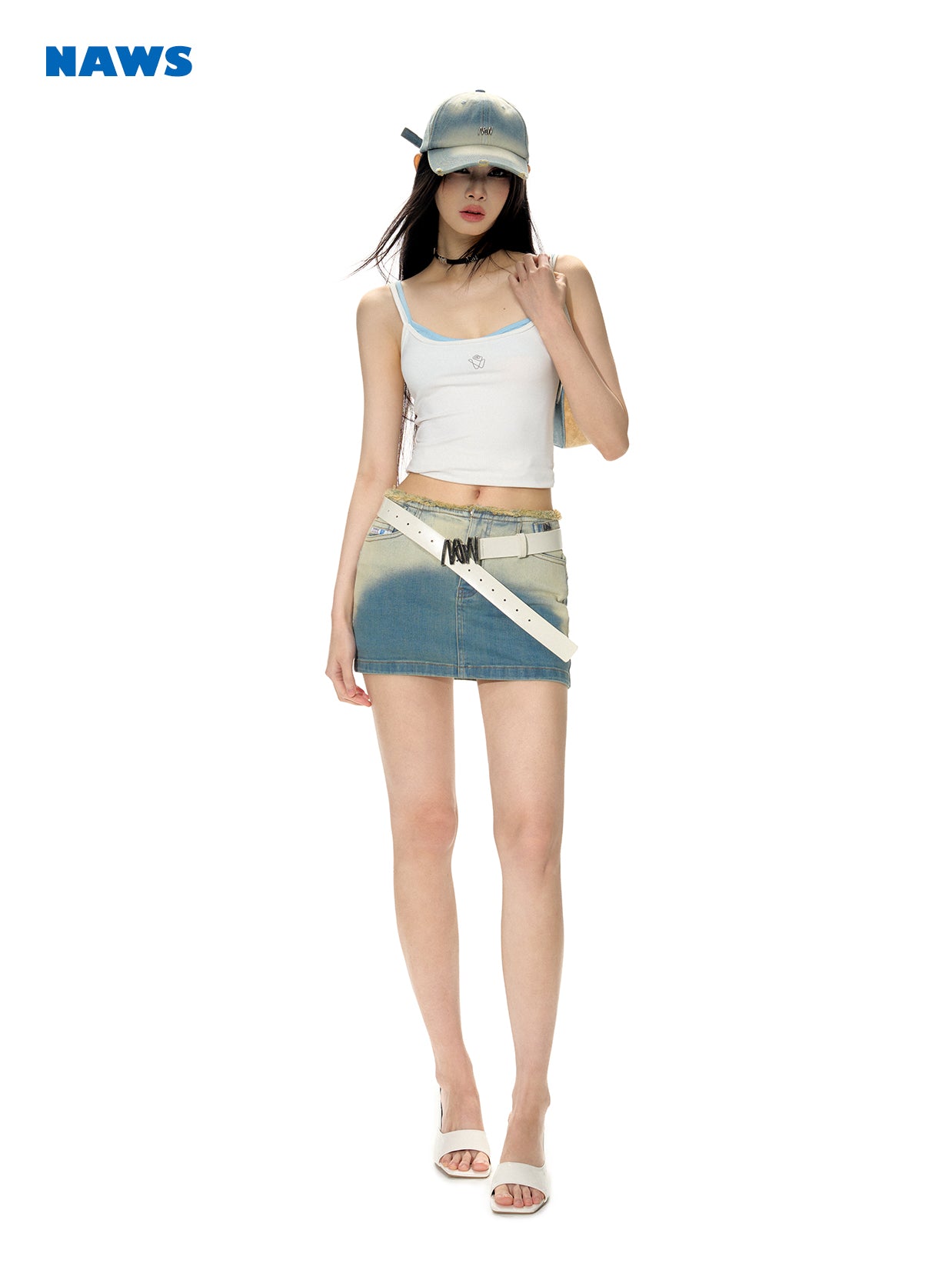 데님 타이트 그라데이션 니치 니니 스커트