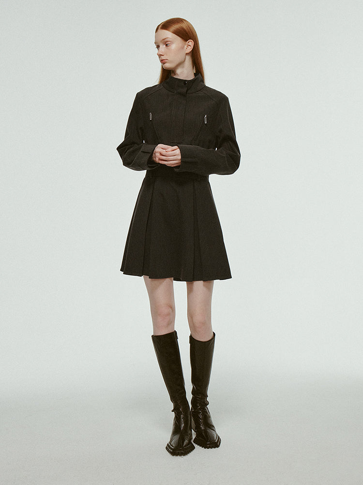 Angestellte Box-Taschen Plain Casual Flare Short Ein Stück