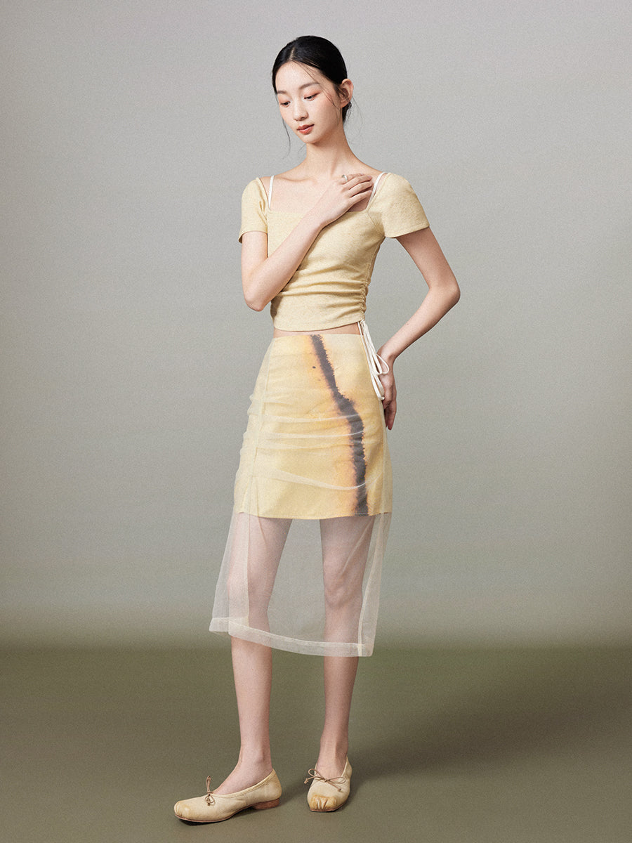 Drawstring Simple Cropped Tops