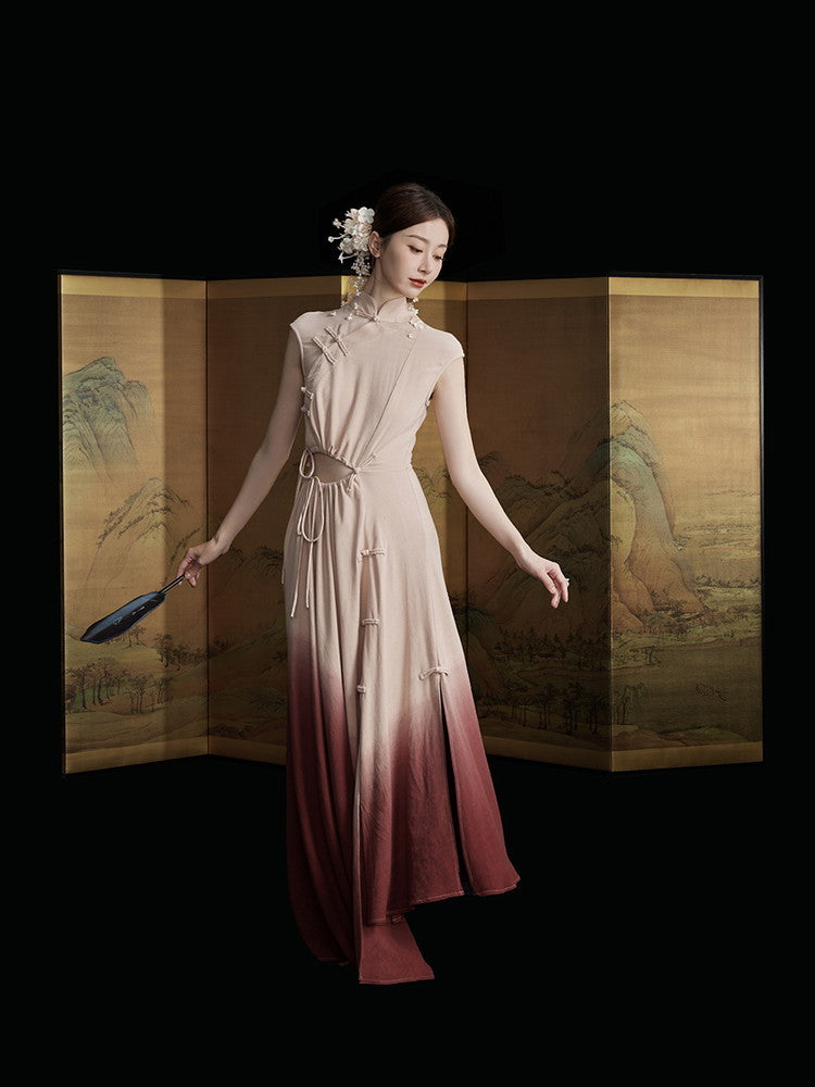 China Drawstring Cut Sexy Gradation Long Dress
