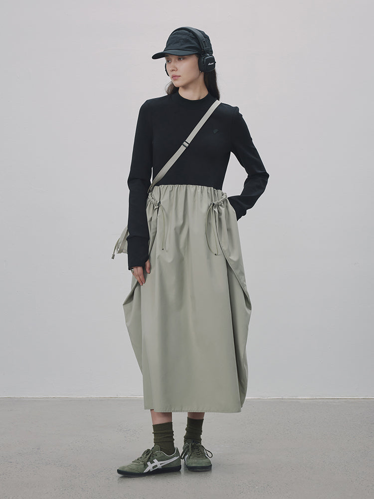 Contrast Drawstring Casual Long-One-Piece – ARCANA ARCHIVE
