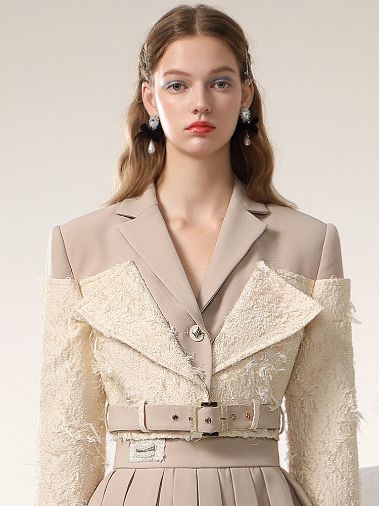 Lace Docking Mix Nichi Sweet Chic Classy Retro Jacket&Skirt