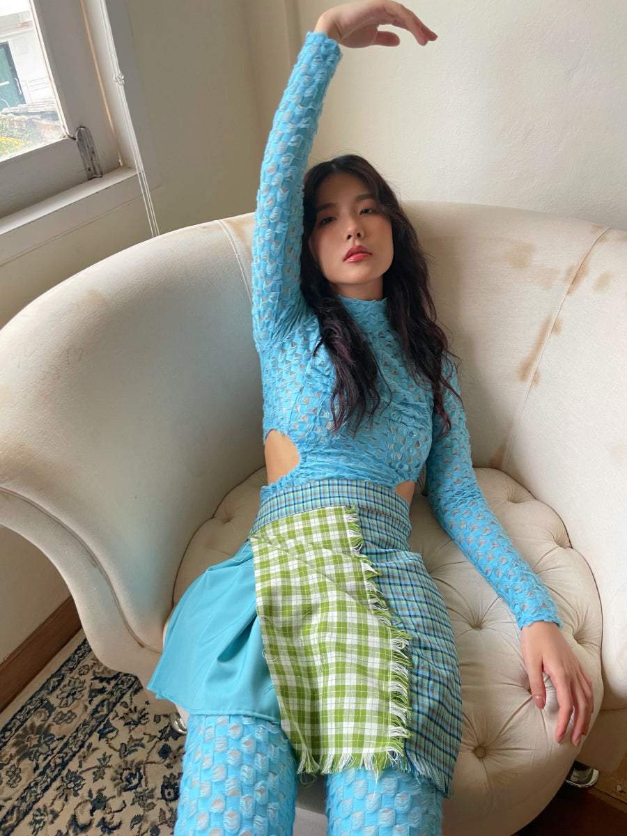 Side-Cut Checked Nichi Tight Knit