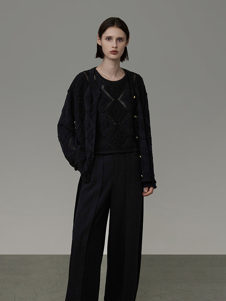Cable-Knit Chic Nichi Set Cardigan&Camisole