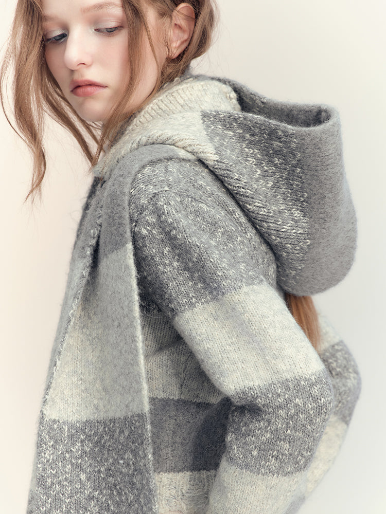 Knit Multi Border Retro Simple Hat&Muffler