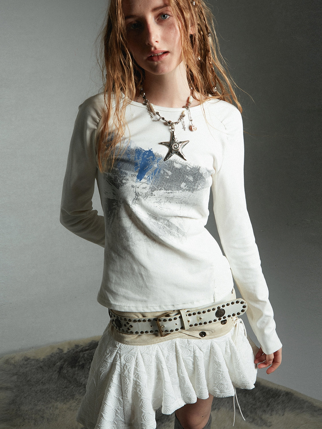 Lace Mélanger les plies mignons Mini-skirt