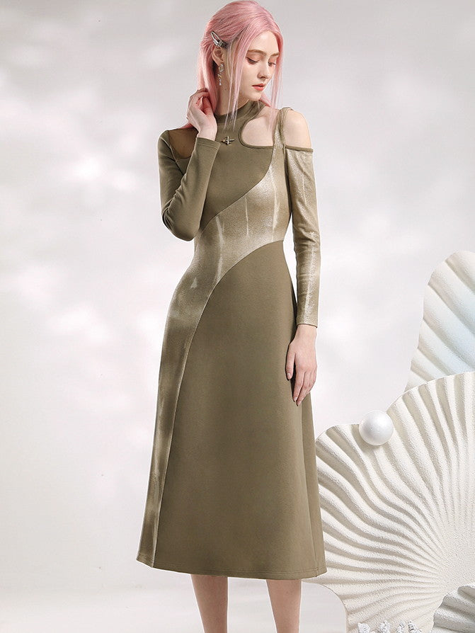 Nichi Open-Shoulder Asymmetry Long Tight One-Piece