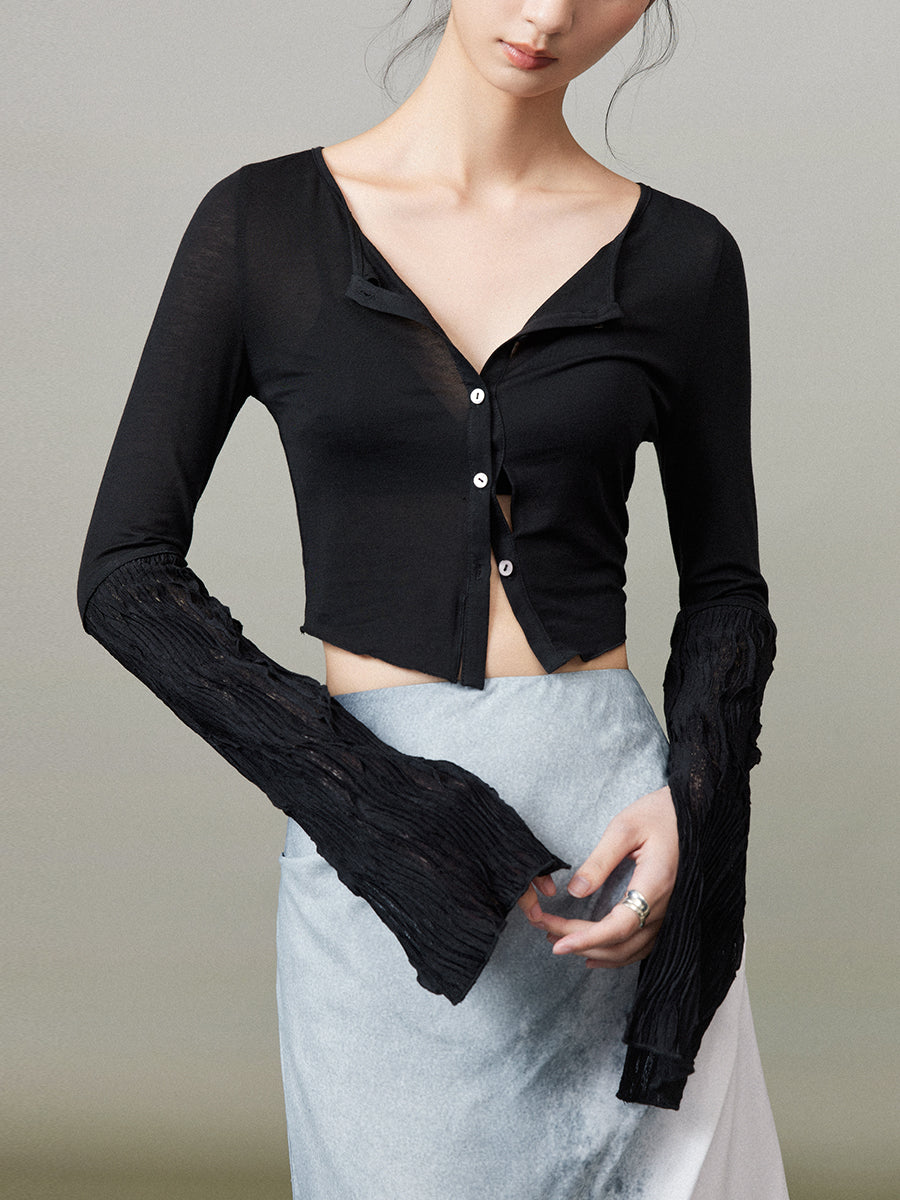 Sheer Crumply Short Thin Cardigan