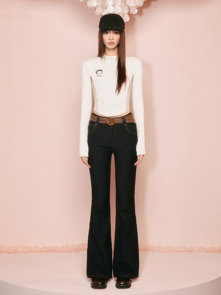 Jeans lässige, schlanke Casual Flare-Hose Casual Fit