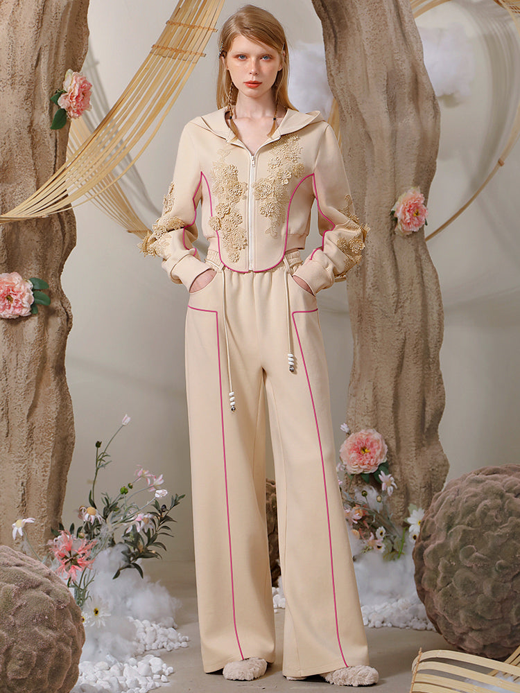 스웨트 자수 스포츠 릴랙스 파카 & 팬츠