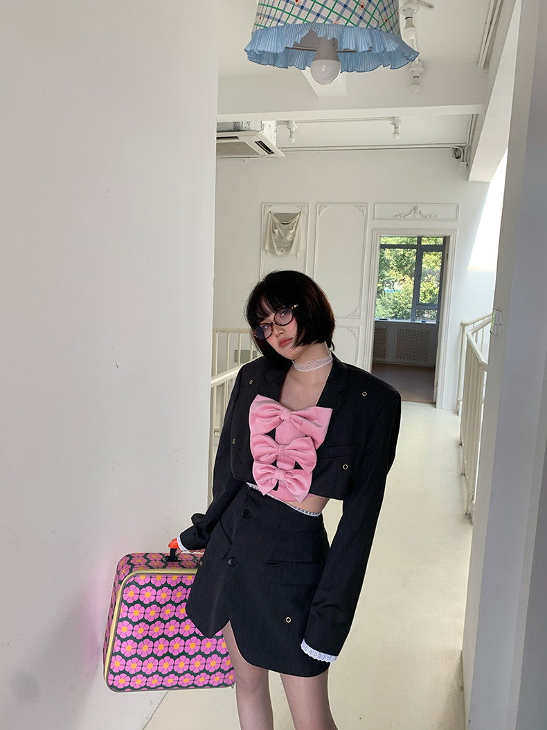 Simple Modern Plain Short-Jacket&Minis-Kirt