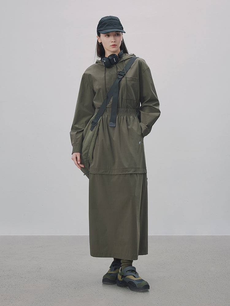 Drawstring A-Line Casual Long-Skirt