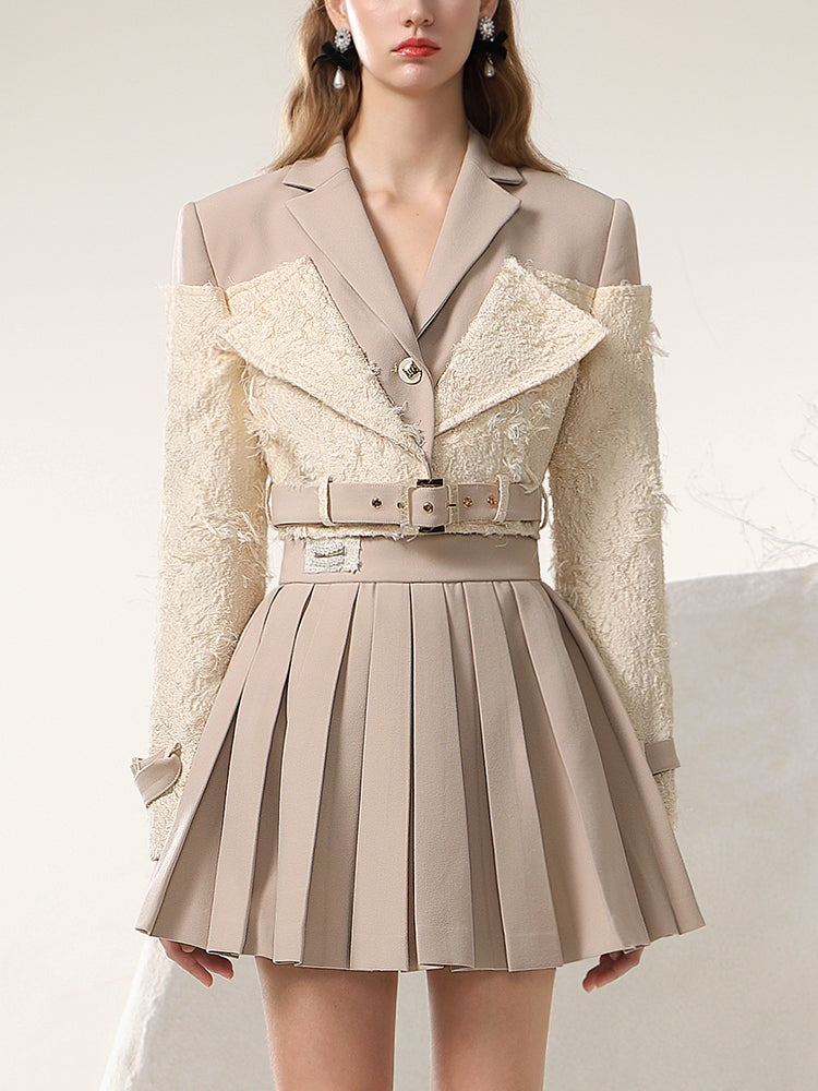 Lace Docking Mix Nichi Sweet Chic Classy Retro Jacket&Skirt