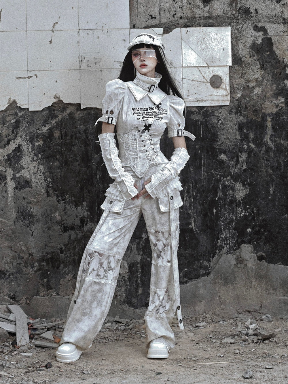 고딕 레이스 업 레이스 빈티지 스타 Nichi Bustier