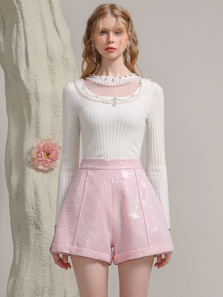 Glossy Oversize Suit Elegant Nichi Bold Jacket&Short-Pants