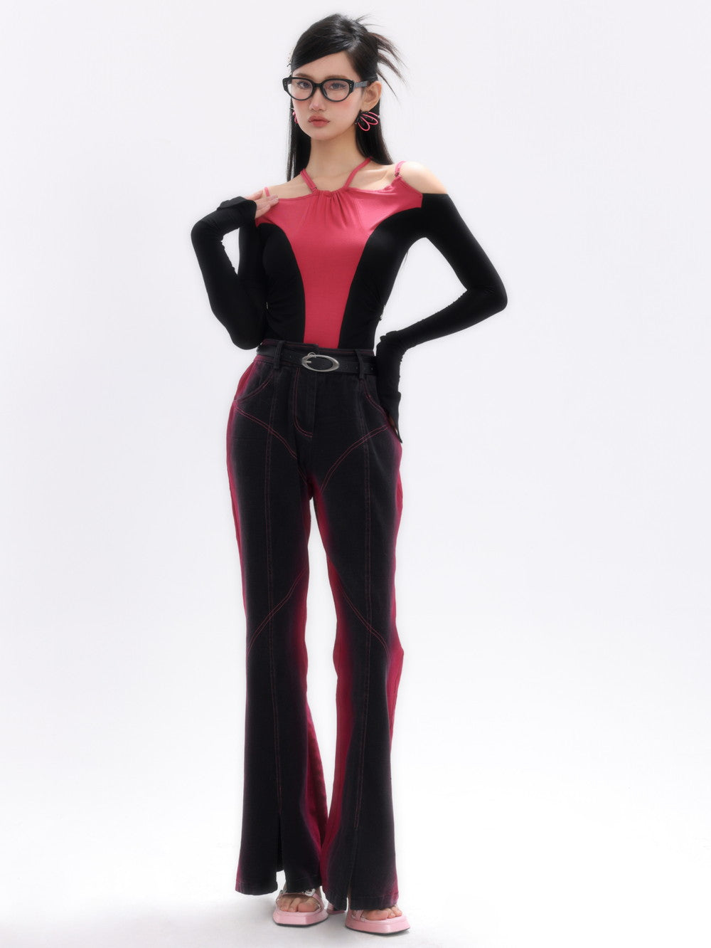 Gradation Side-color Chic Flare-Pants