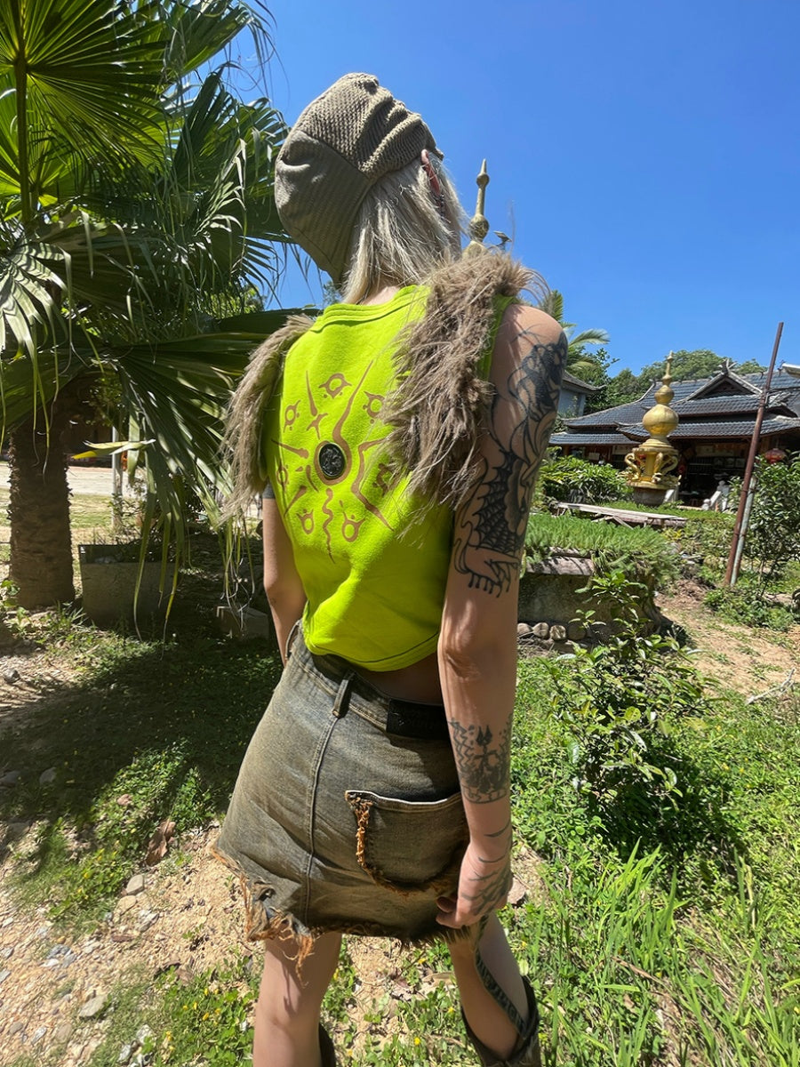 모피 자른 캐주얼 티셔츠