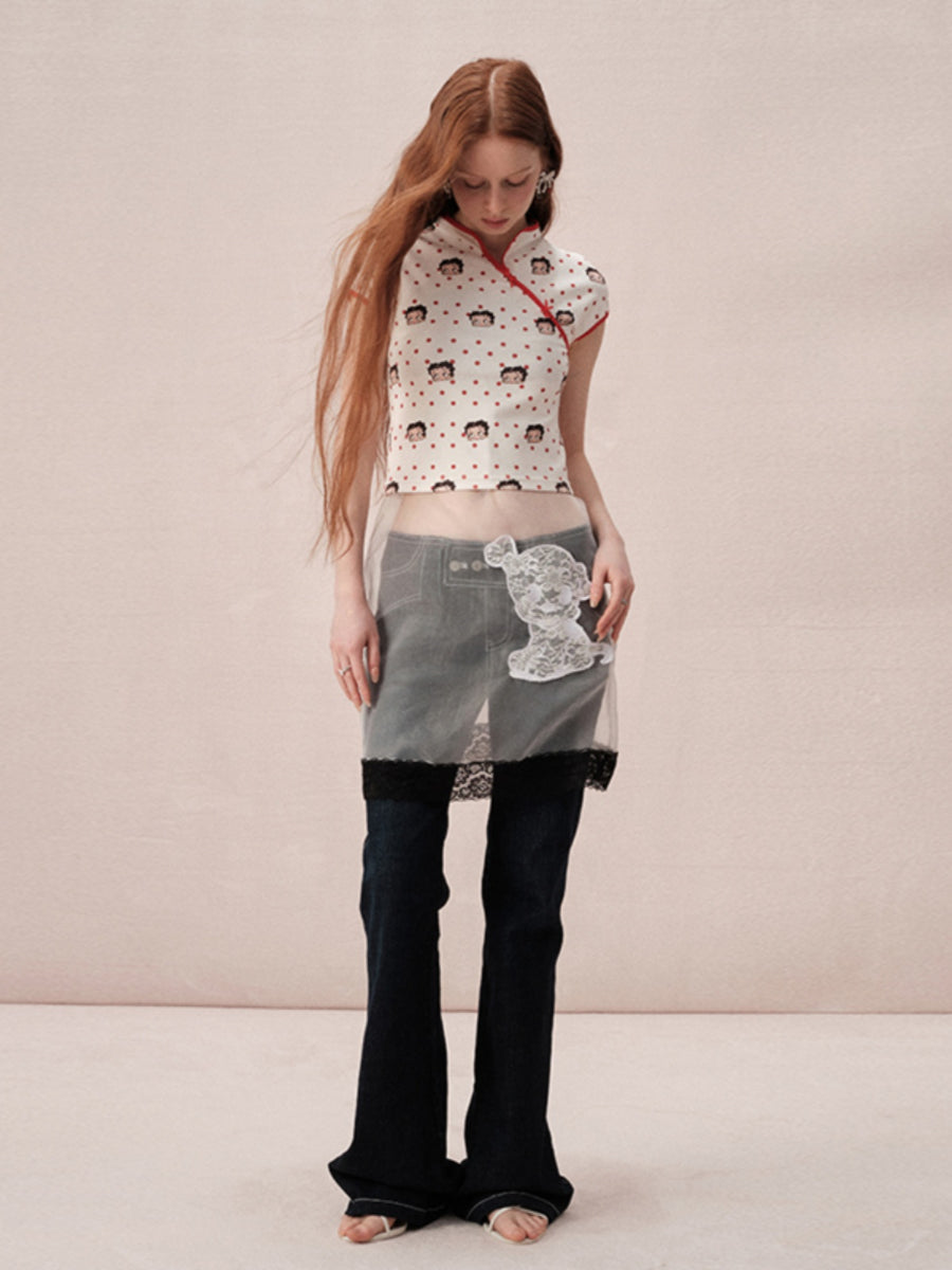 Betty China Fancy Short Half-Sleeve Tops