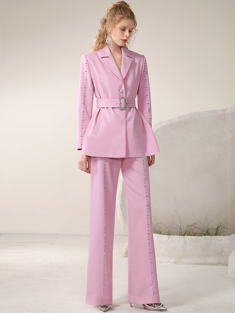 Metal Bijou High-End Set-Up Suit Loose Classy Jacaket&Pants