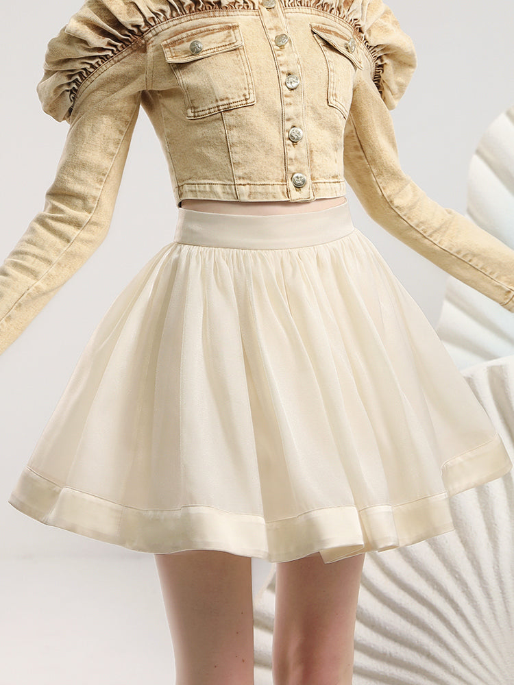 Denim Frill Retrio Short Set-Up Tops&Tulle-Skirt