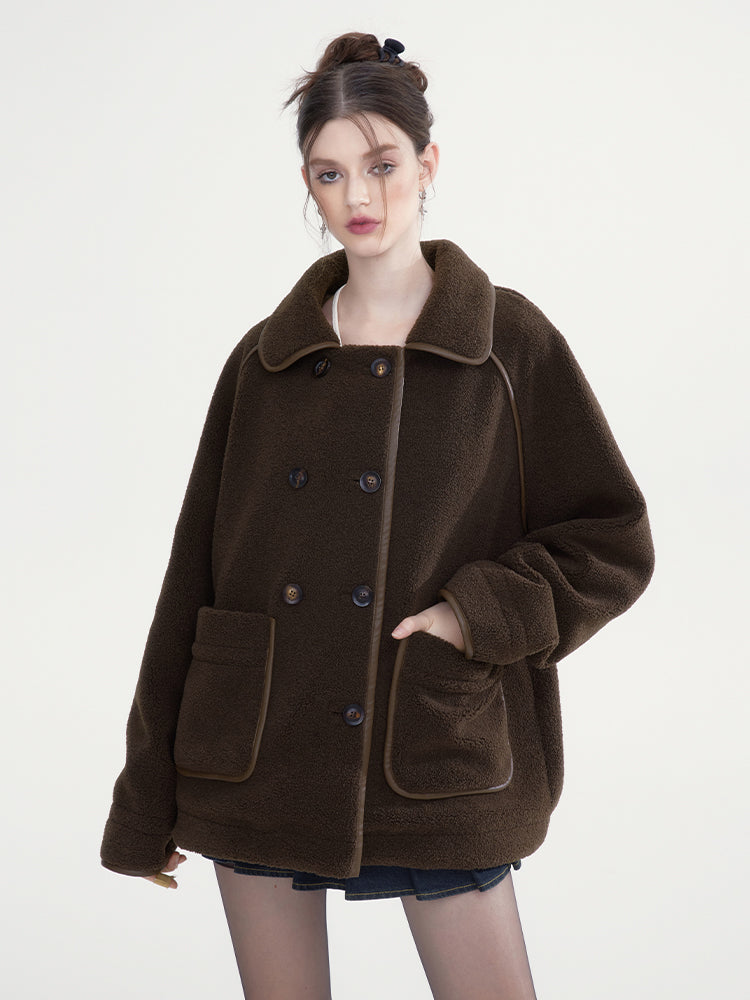 Middle Boa warmer Retro lässig bi-color Big-Pocket-Mantel