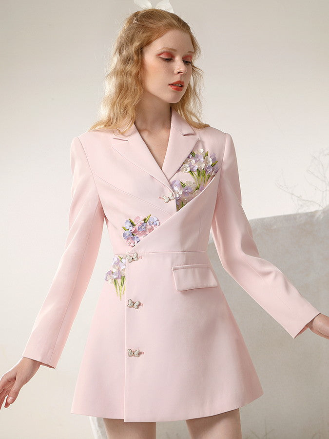 Colorful-Flower Nichi Luxury Elegant Flare Nichi Wrap One-Piece