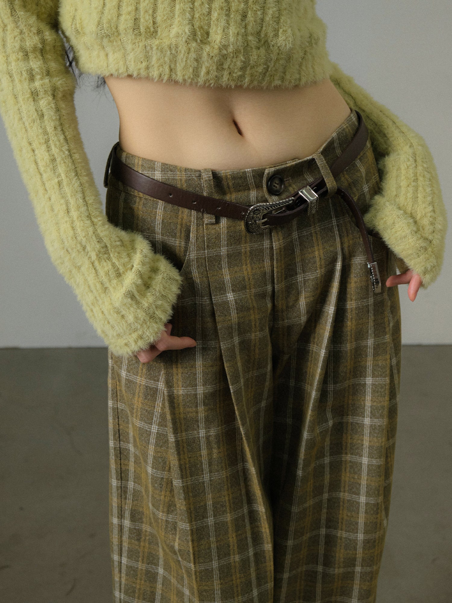 Checked Loose Casual Retro Girly Wide-Pants