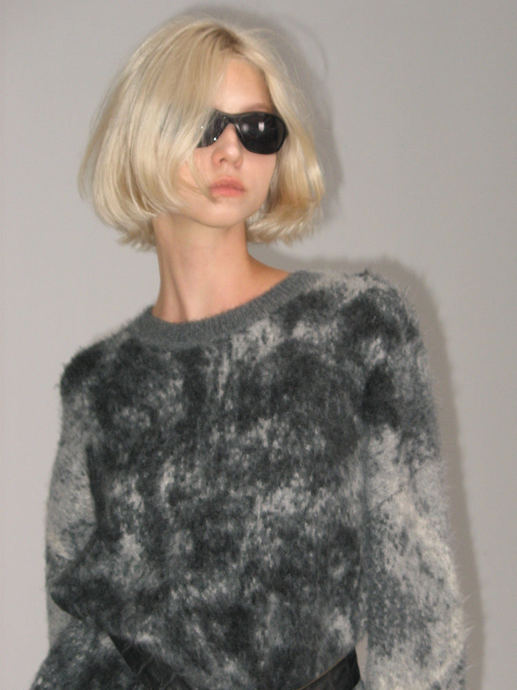 Tie-Dye-Crew-Hals Retro Oversize Strick
