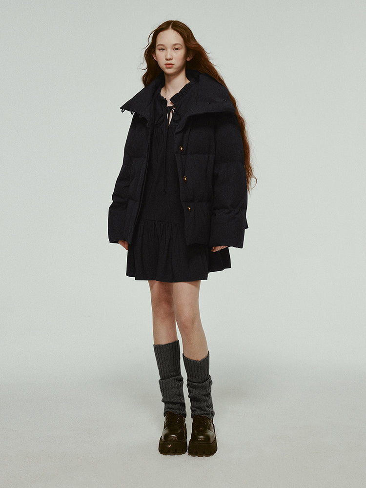 Cotton Casual Plain Wool Simple Down-Jacket