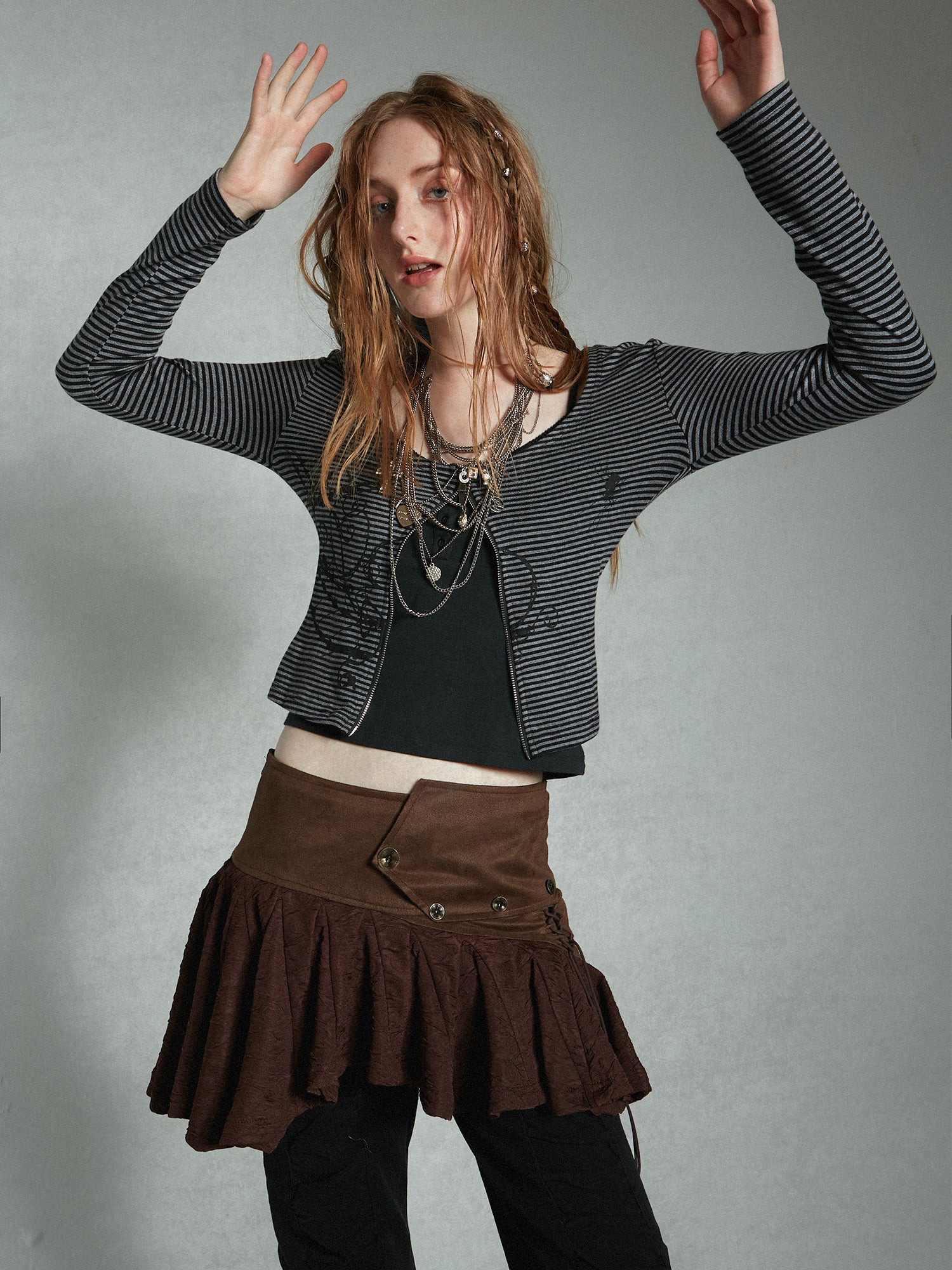 소형 짧은 국경 니트 가디건