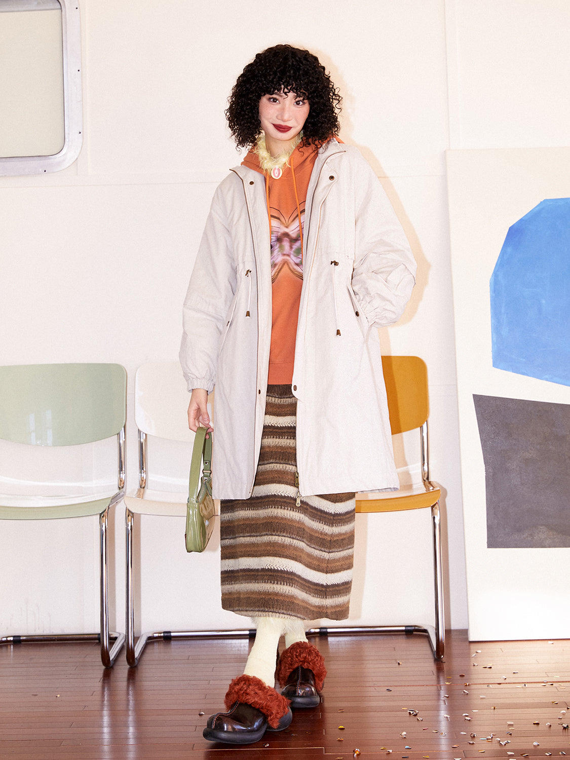 Cotton Draw String Casual Sinkey Long Coat