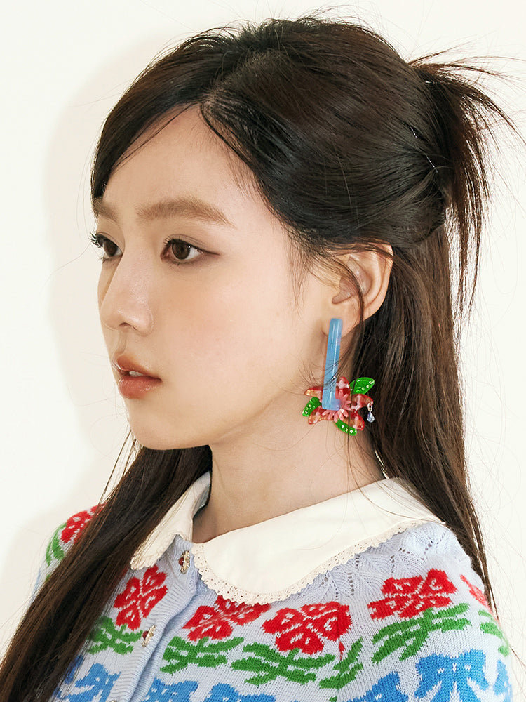 Flower Retro Unique Fancy Pierced&Earrings