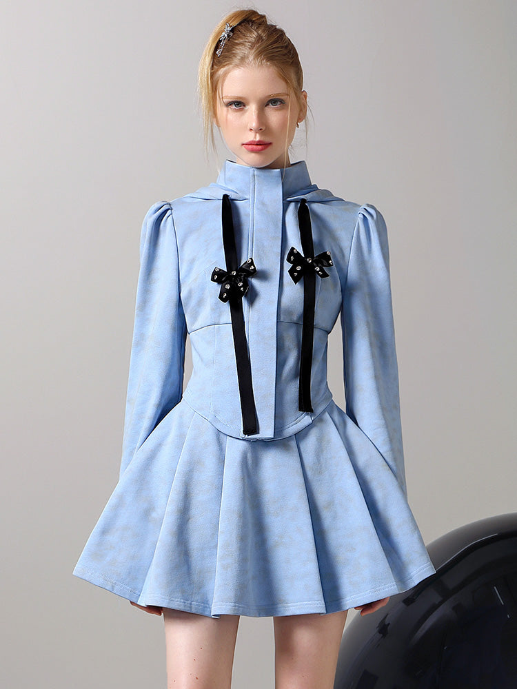 Bluse & Mini-Rack-Ribbon Nichi-Stand-Collar-Aufbau