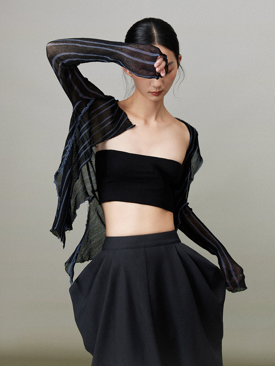 Stripe Sheer Thin Asymmetry Nichi Shirt