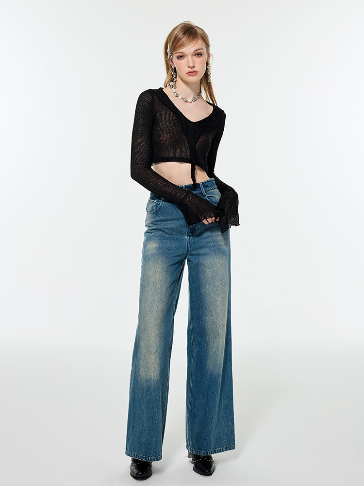 Strait Denim verblasste losen Weithäusern