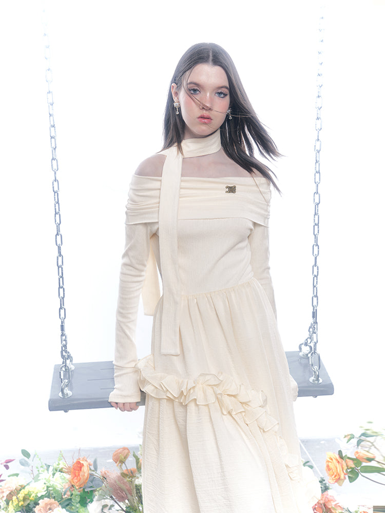 오프 슈퍼 스트레치 프릴 프릴 귀여운 일수회