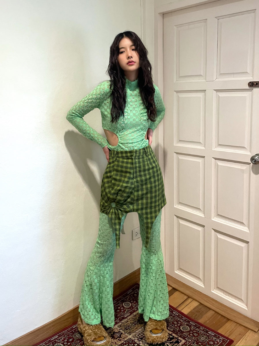 Side-Cut Checked Nichi Tight Knit