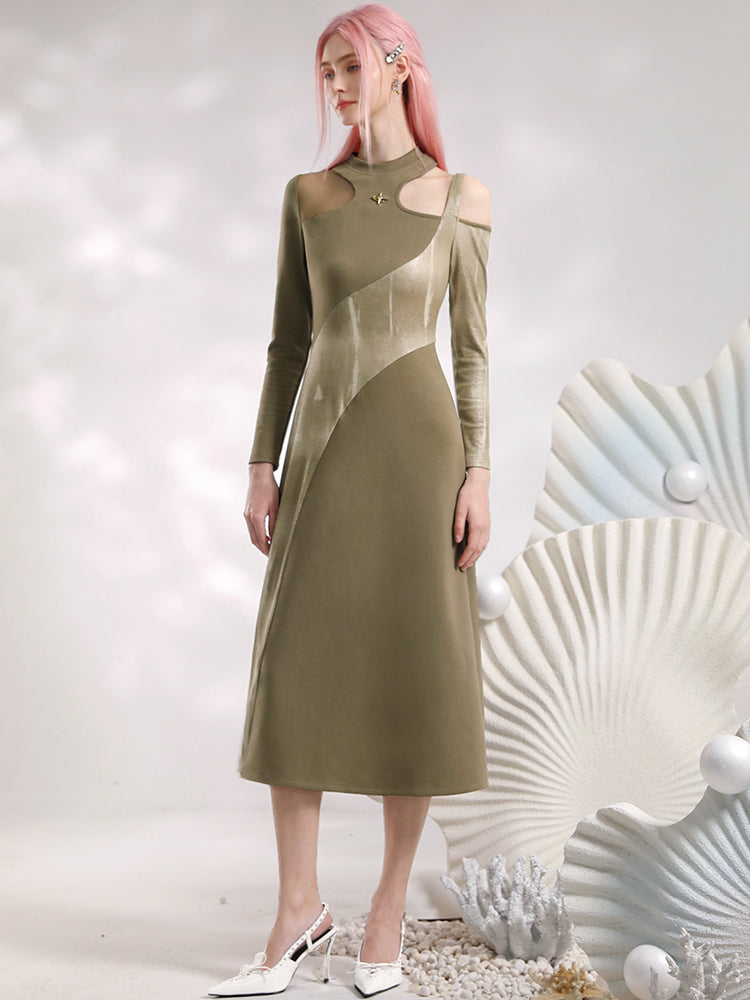 Nichi Open-Shoulder Asymmetry Long Tight One-Piece