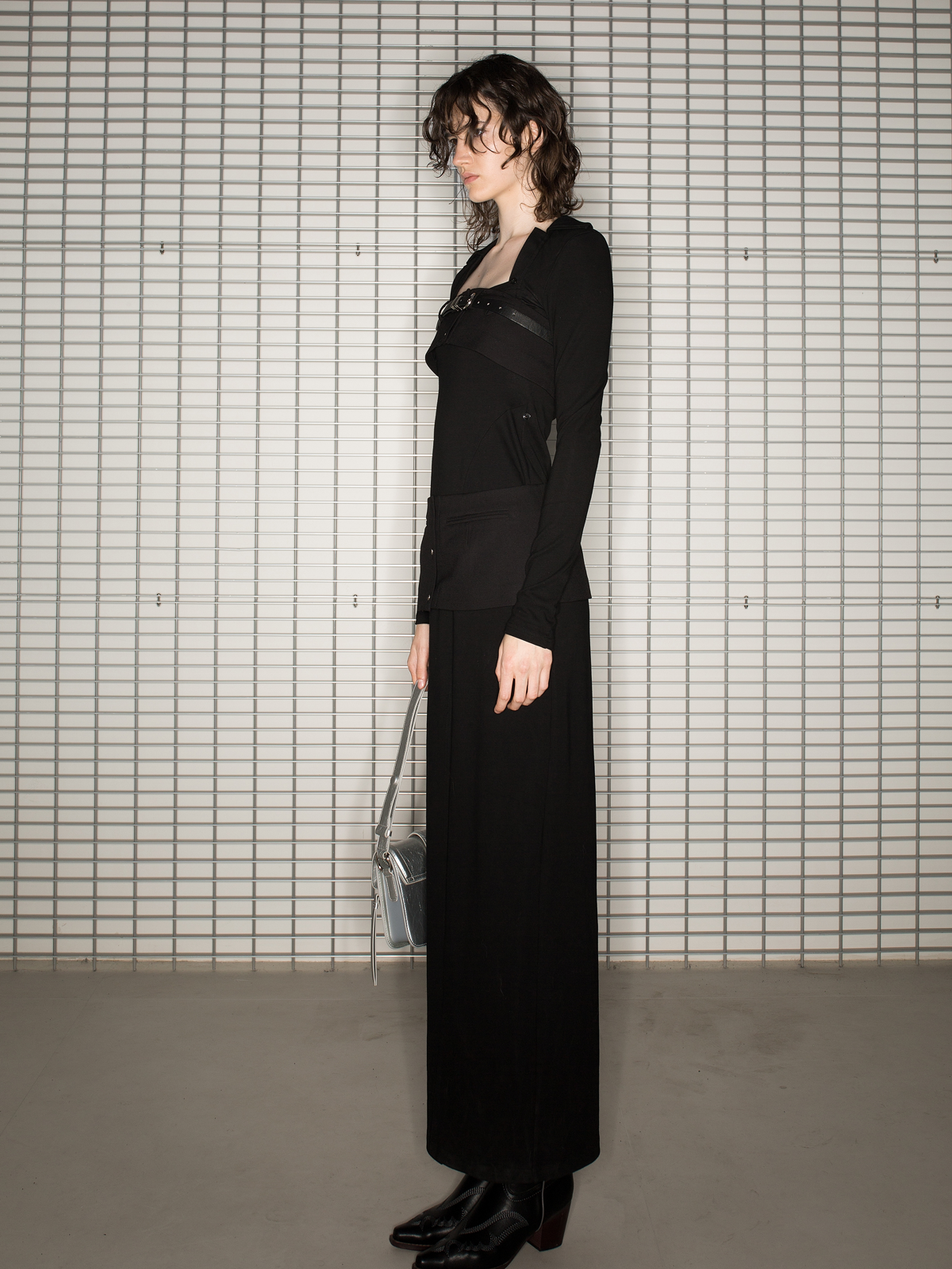 Slit Sexy Square-Neck Cool Knit One-Piece