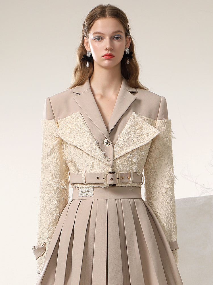 Lace Docking Mix Nichi Sweet Chic Classy Retro Jacket&Skirt