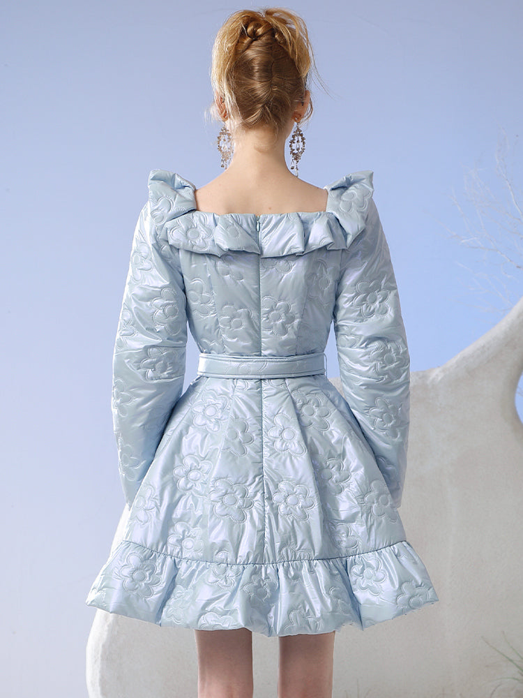 Quilting Flower Volume Nichi Ruffle Flare One-Piece