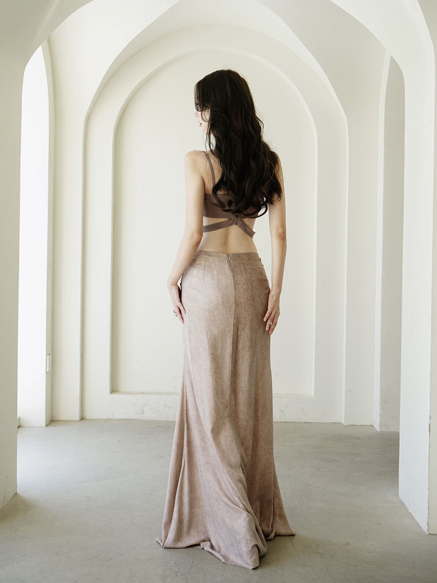 Nichi Chic Drape Setup Tops & Long-Scirt