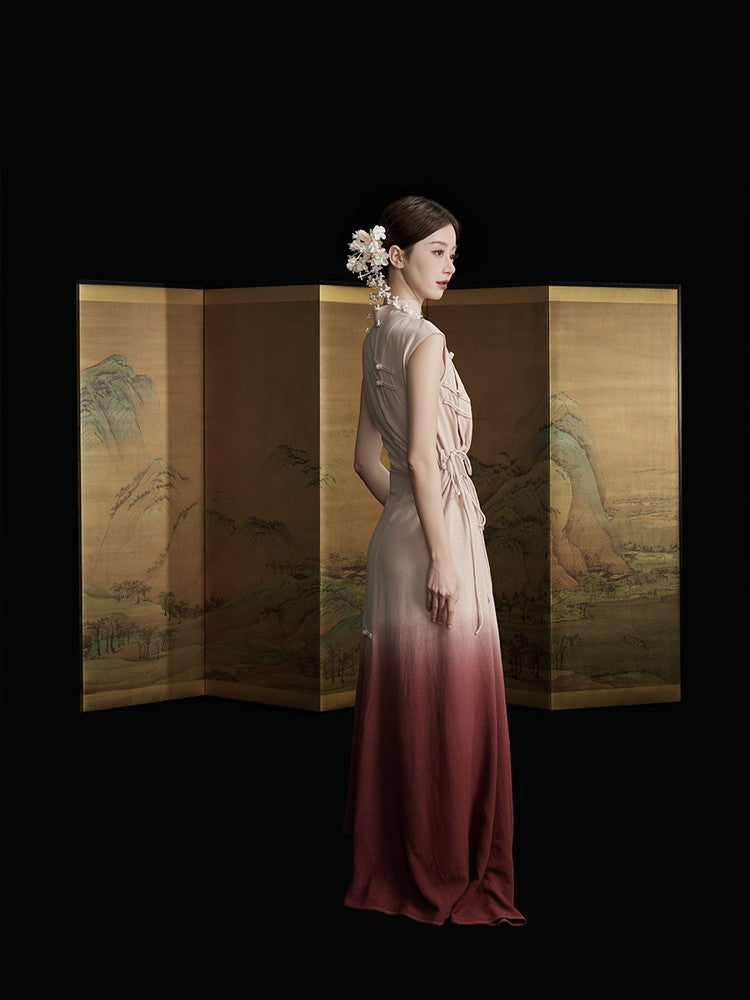 China Drawstring Cut Sexy Gradation Long Dress